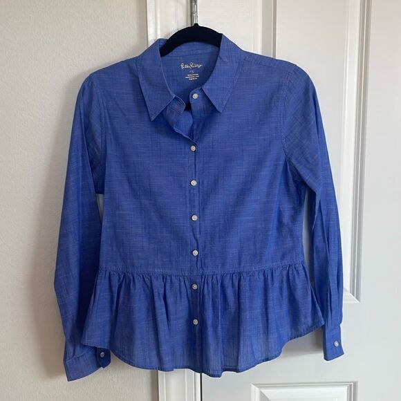 Lilly Pulitzer Carina Peplum Button Down Shirt - Picture 3 of 4